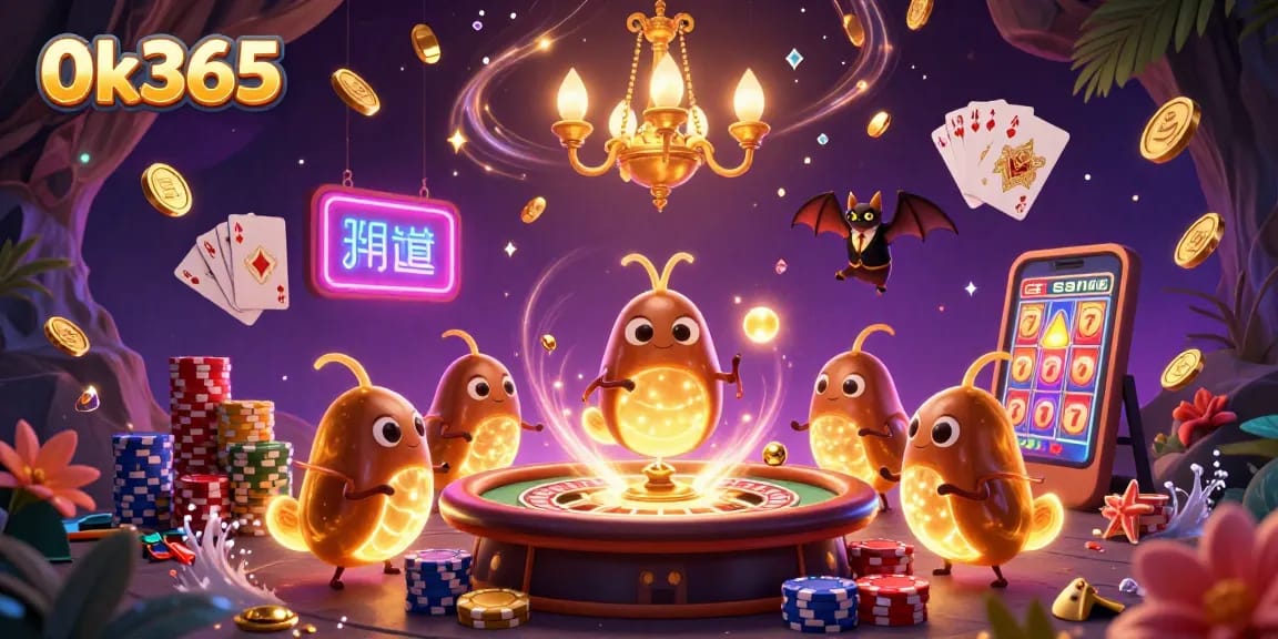Experience thrilling gameplay at 0k365 with vibrant glowworms lighting up a casino adventure.