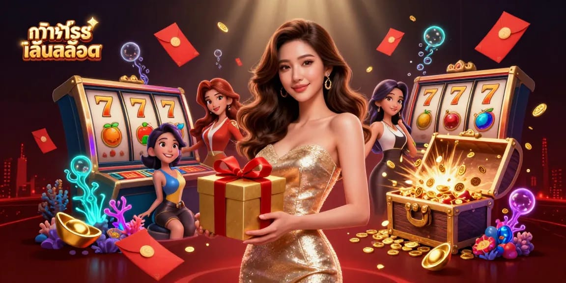 Experience ทดลองเล่นสล็อต with exciting reels and rich casino ambiance overflowing with gold coins and vibrant symbols.