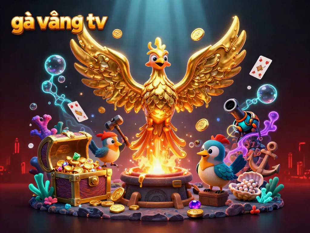 Experience thrilling gameplay with gà vàng tv showcasing a molten golden phoenix and vibrant casino elements.