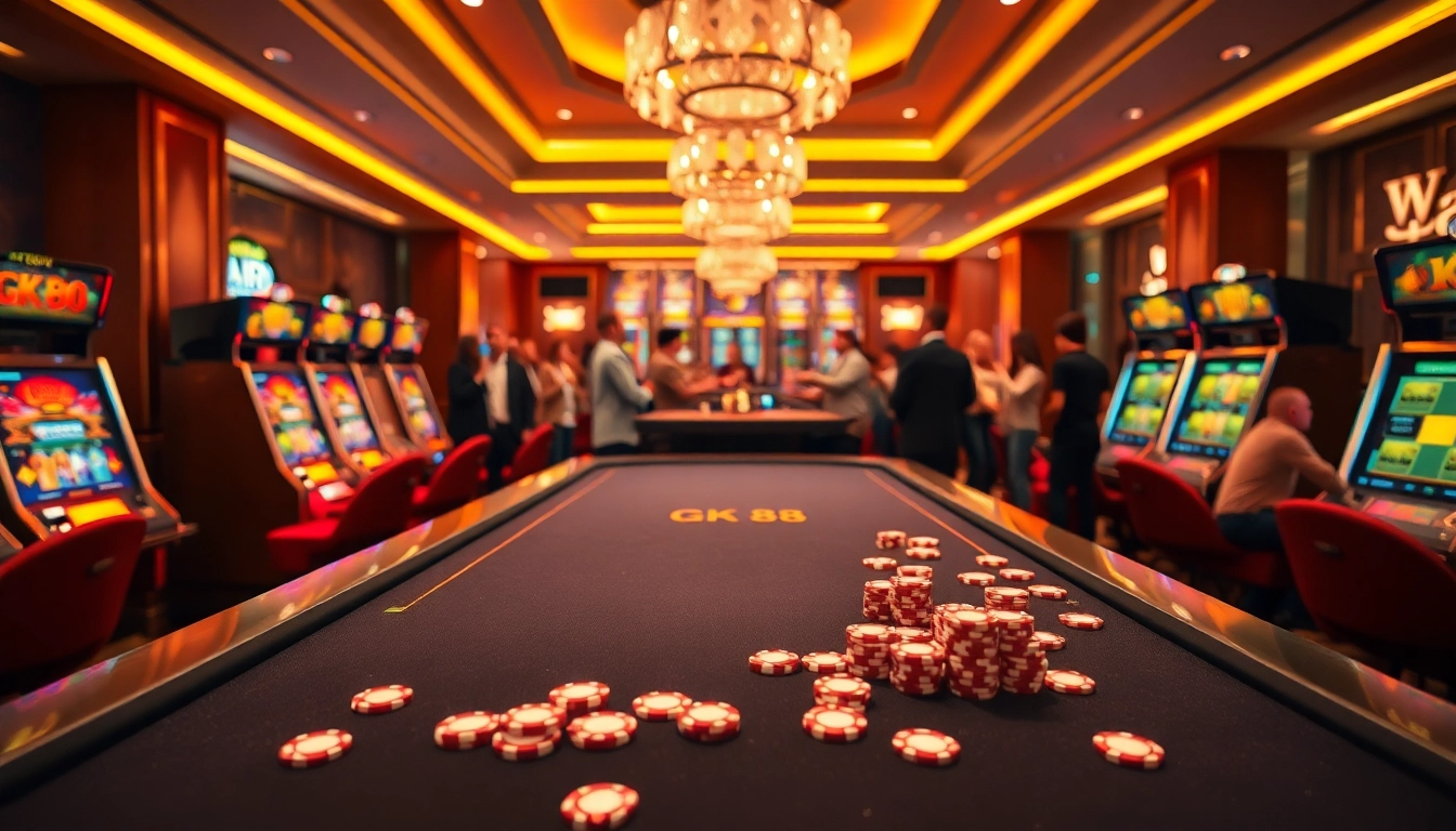 Experience the thrill of GK 88 gaming with vibrant slot machines and poker action.