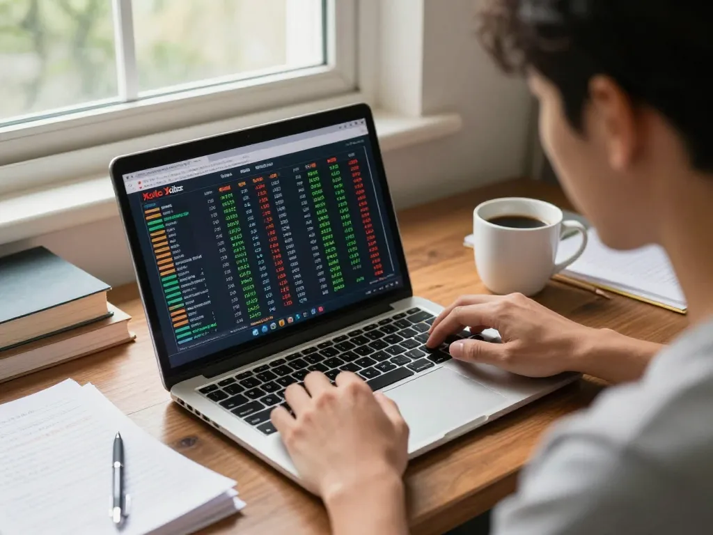 Xoilac's online sports betting scene, with user analyzing odds for strategic decisions.