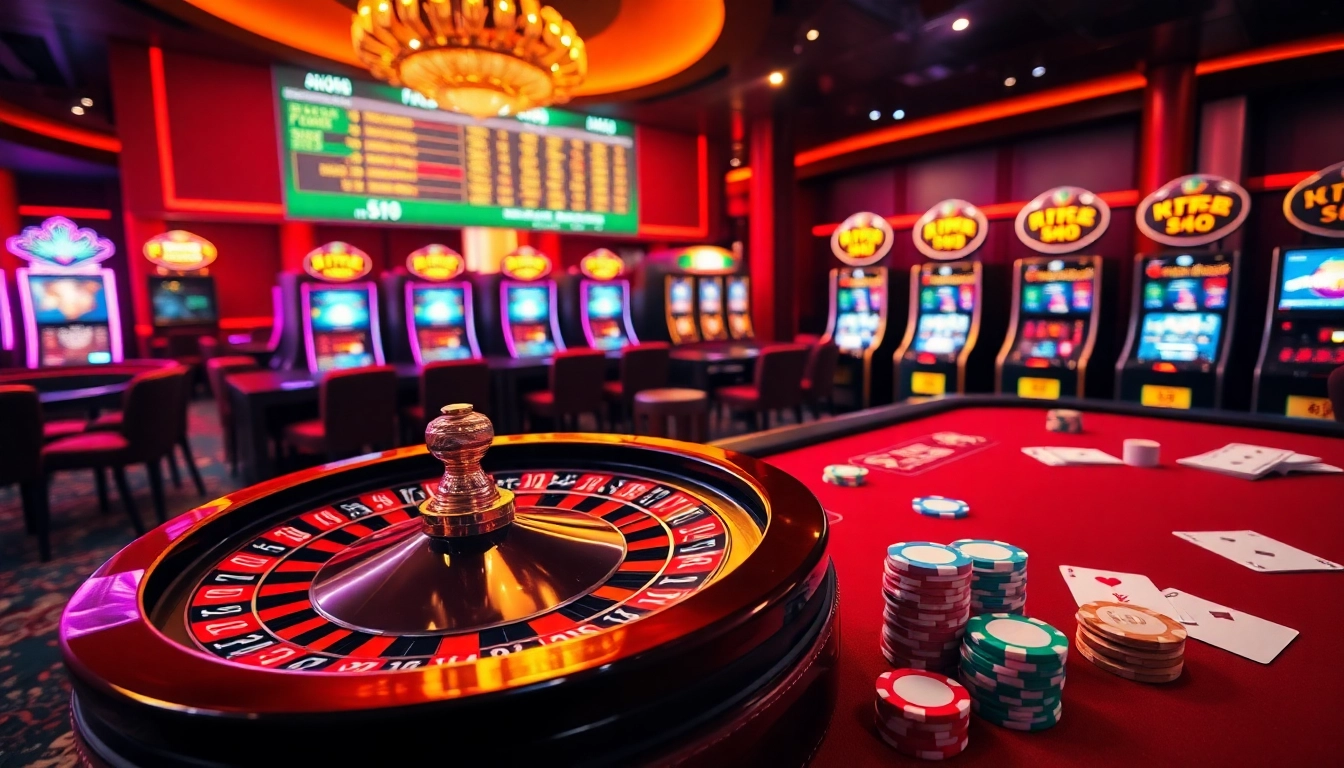 Experience the thrill of winning at kp88.bio with vibrant casino tables and dynamic gaming atmosphere.