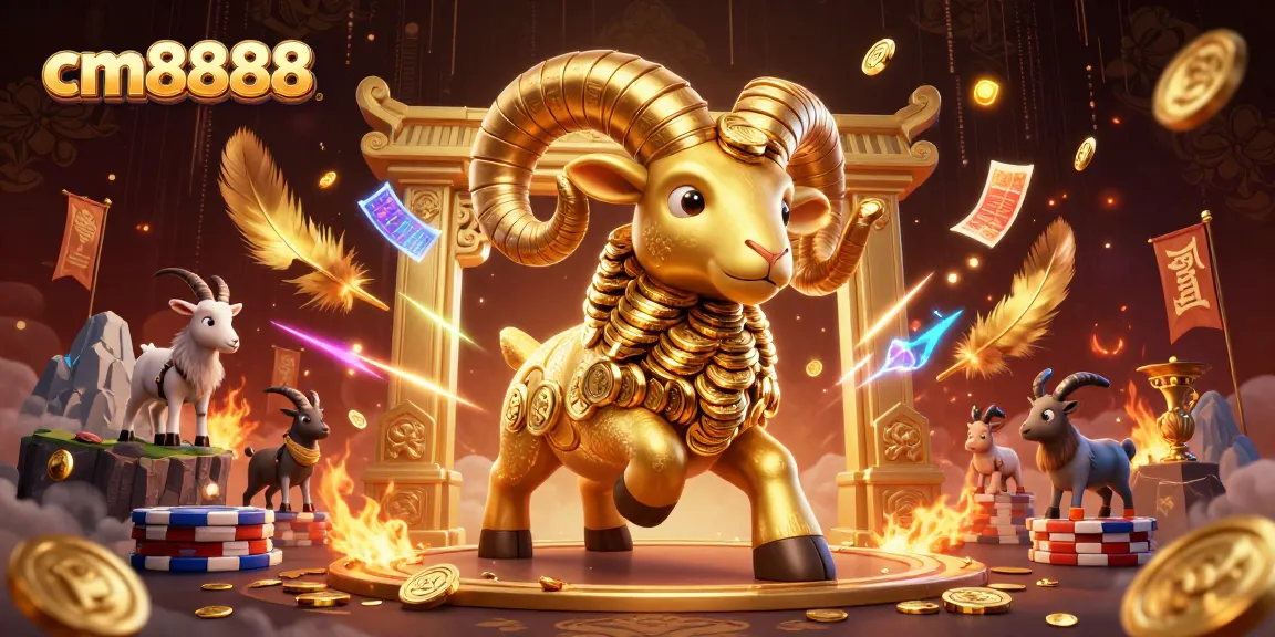 Experience thrilling cm8888 sports betting with a golden ram charging in a dynamic arena full of excitement.