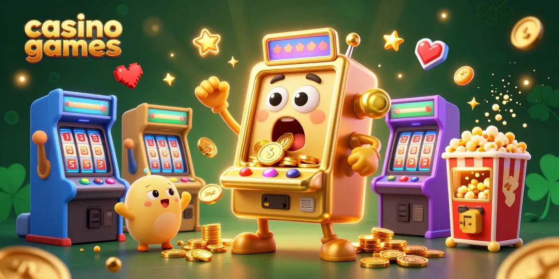 Engaging 3D cartoon image of casino games showcasing slot machines and vibrant arcade elements.