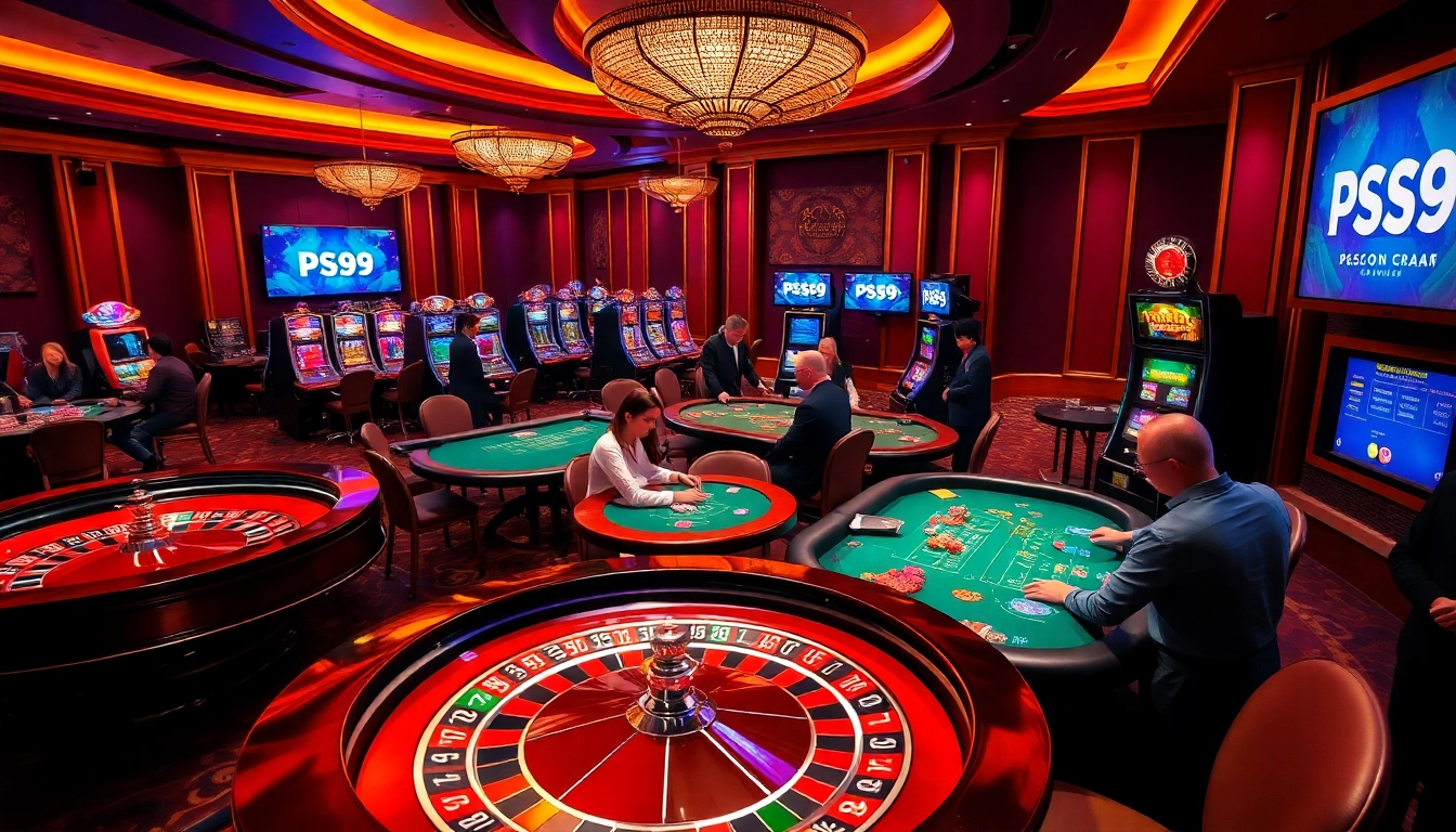 Experience the excitement of gambling at PS99 with vibrant casino tables and action-filled games.